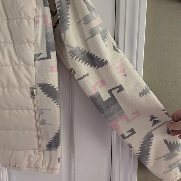 Ralph Lauren Aztec Western Preppy puffer Jacket pink and gray size L athleisure - Picture 3 of 9